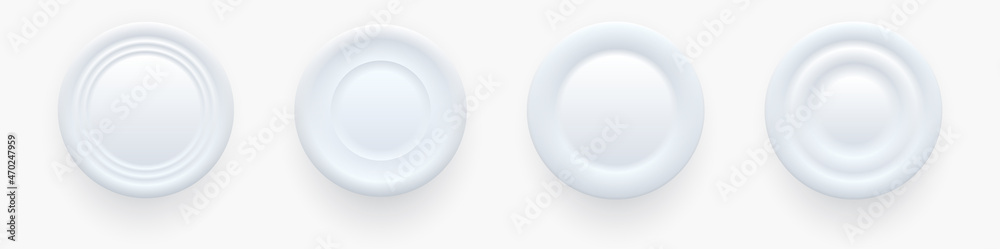 Aufkleber white buttons for user interface, simple circle 3d modern design for mobile, web, social media, busi