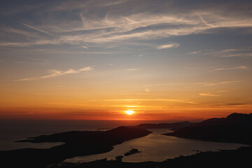 Sunset over the Kotor Bay. View from Mount Lovcen, Montenegro