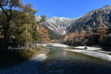 上高地風景 河童橋近くからの風景 紅葉