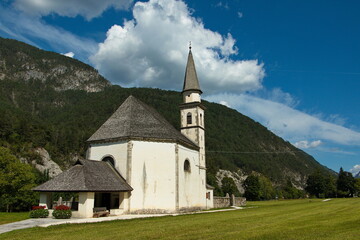 Fototapeta na wymiar Church Chiesa Di San Gottardo in Bagni di Lusnizza, Italy, Europe 