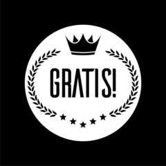 Gratis sign isolated on dark background