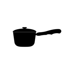 The icon of a saucepan with a lid for cooking the second course on a white background.