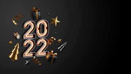 3D Rendering. Happy New year and Christmas background realistic render