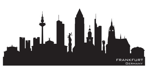 Frankfurt Germany city skyline vector silhouette - obrazy, fototapety, plakaty