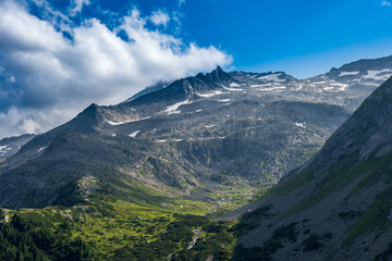 hiking in the high mountains