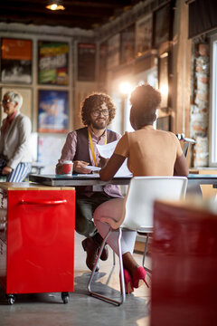 job interview in open space office