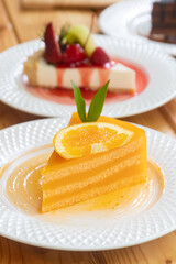 A piece of orange cake.