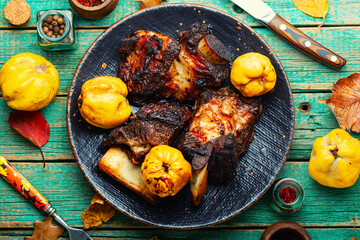 Smoked beef ribs with bone