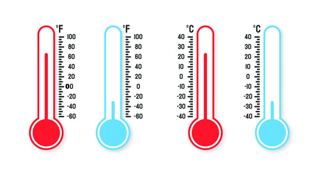 Abstract Thermometer Icon Cold Warm Weather Temperature Vector Design Style