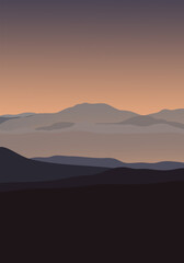 Obraz premium sunset in the mountains, Digital Drawing