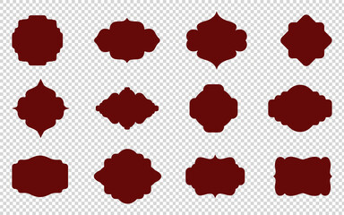 Set of ornate vector frames and ornaments with sample text. Perfect as invitation or announcement. All pieces are separate. Easy to change colors and edit.