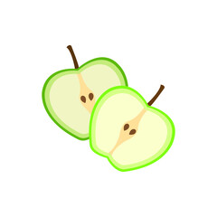 Apple vector icon, two halves of an apple, half of apple vector icon