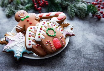 Christmas gingerbread in the plate