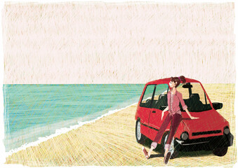 beach and car
