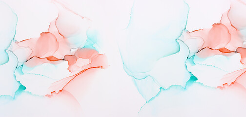 art photography of abstract fluid painting with alcohol ink, blue and pink colors