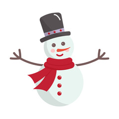 Snowman with hat and scarf. Christmas character icon.