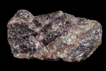 Macro stone mineral Fluorite on a black background