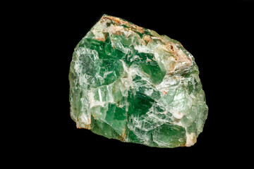 Macro stone mineral Fluorite on a black background