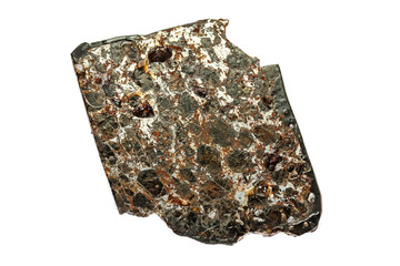 Macro stone mineral meteorite tektite on white background