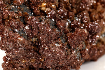 Macro stone Calcite mineral on a white background
