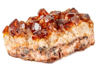 Macro mineral stone Citrine on white background