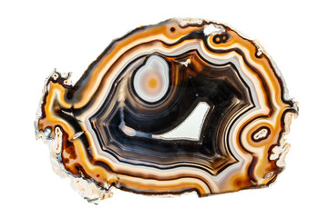 Macro stone Agate mineral on white background