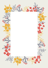 Vector illustration of a floral rectangle frame with flowers. Frame for text, suitable for postcard, wedding invitation, thank you card.Vector border
