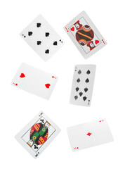 Poker playing cards isolated on white background