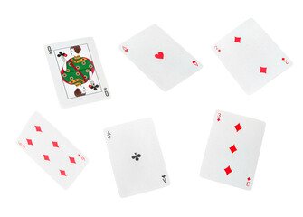 Poker playing cards isolated on white background