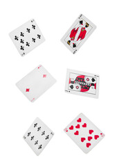 Poker playing cards isolated on white background