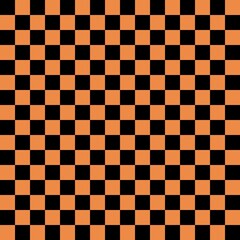 Orange and Black checkerboard seamless pattern background. Vector illustration.