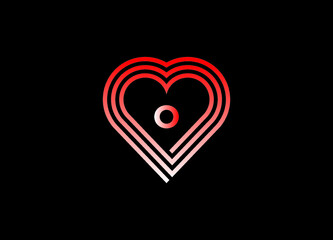 O letter love logo with vector design. Love illustration. Hand-drawn design for Valentine's day logo. Web icon, symbol, sign. Romantic wedding invitation.