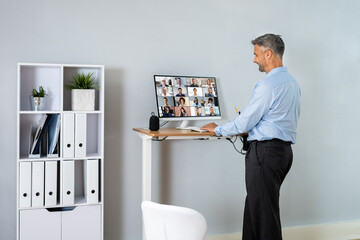 Adjustable Height Desk Stand In Office