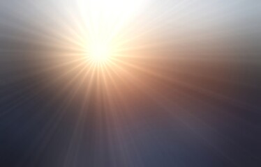 Sunset golden bright shine on dark blur background. Contrast illustration.