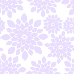 White and Pastel Purple Floral Repeat Pattern Light Background