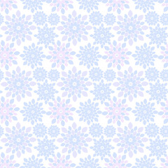 Pastel Blue Floral Repeat Pattern Background