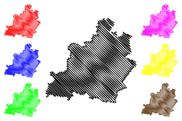 Bidar district (Karnataka State, Republic of India, Gulbarga Division) map vector illustration, scribble sketch Bidar map