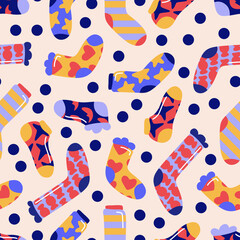 Winter socks seamless pattern