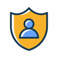 user privacy shield protection safety single isolated icon with dash or dashed line style