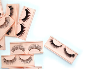 False Eyelash Set With Tray on White Background