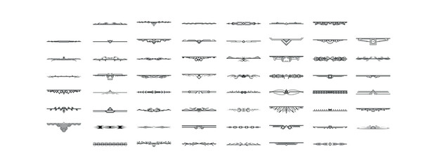 Set Black Simple Line Collection Doodle Border Elements Vector Design Style Sketch Isolated Illustration For Banner