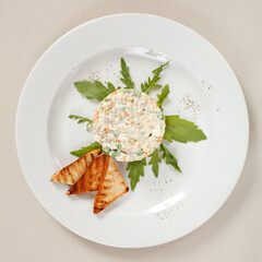 Russian traditional salad, top view