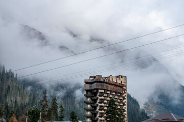 autumn, october, nature, landscape, mountains, gloomy sky, clouds, cloudy day, trees, fir trees,...