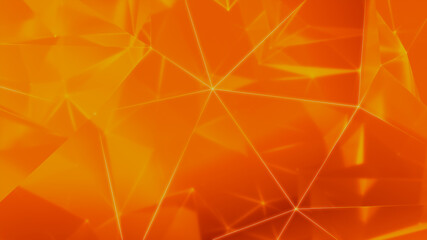 Quantum Computer Architecture. Futuristic Smart Grid and Global Connectivity Concept. Orange Tech Background. 3D Render.