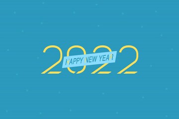 Obraz na płótnie Canvas 2022 Happy New Year text on blue vector illustration.  Celebrate holiday.  
