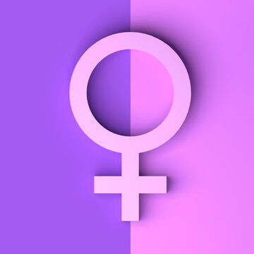 Female symbol icon with two-color purple background. International Day for the Elimination of Violence against Women. November 25. Feminism. 3d illustration. Women's Day, March 8.