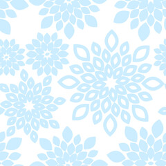 Fototapeta premium Pastel Blue and White Floral Repeat Pattern Background