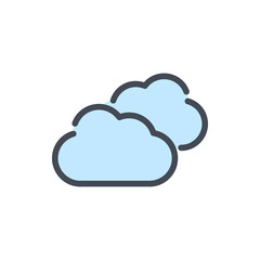 Two clouds color line icon. Weather and Climate vector outline colorful sign.