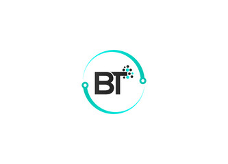 Initial based clean and minimal Logo. BT B T letter creative technology monogram icon symbol and vector design