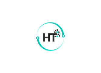 Fototapeta premium Initial based clean and minimal Logo. HT H T letter creative technology monogram icon symbol and vector design